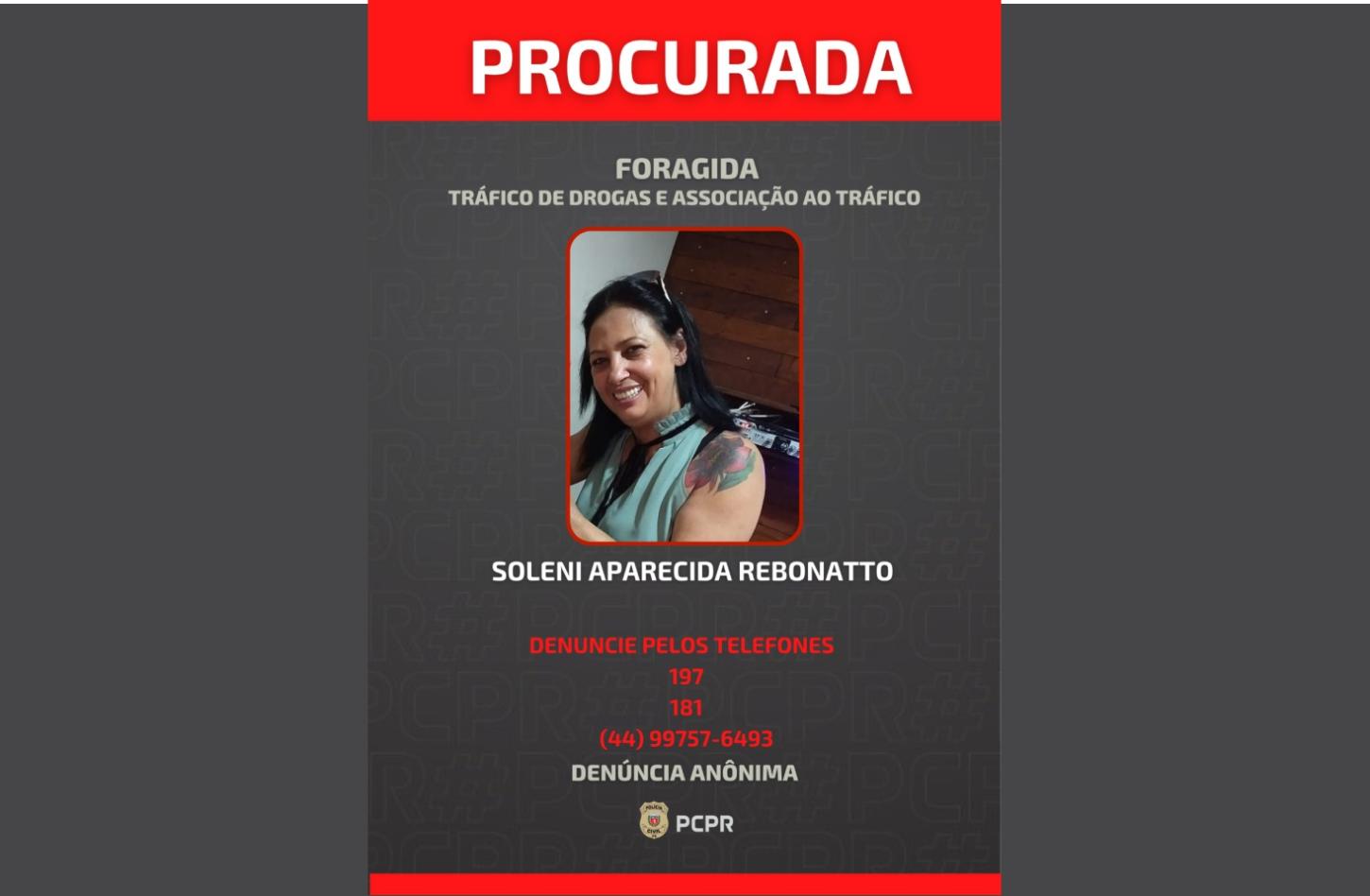 Polícia Civil de Palotina divulga foto de procurada por tráfico de drogas
