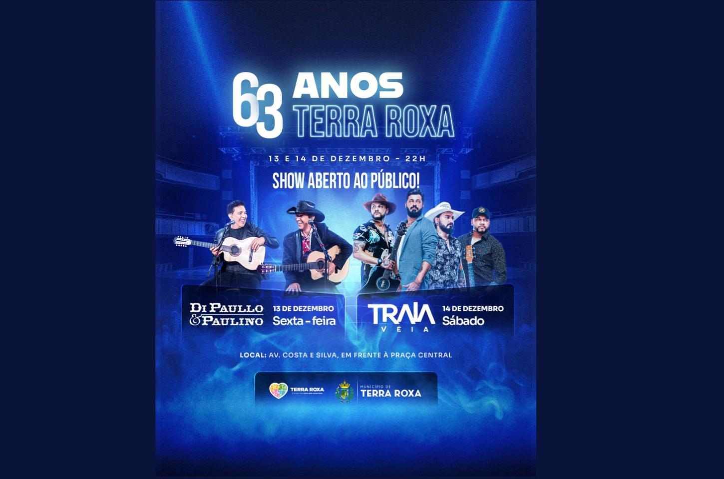 Terra Roxa comemora 63 anos de emancipação com grandes shows