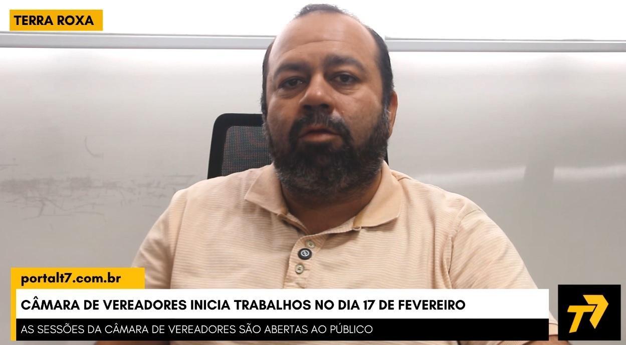 Presidente da Câmara de Terra Roxa, Helinton Marques, fala sobre início dos trabalhos legislativos