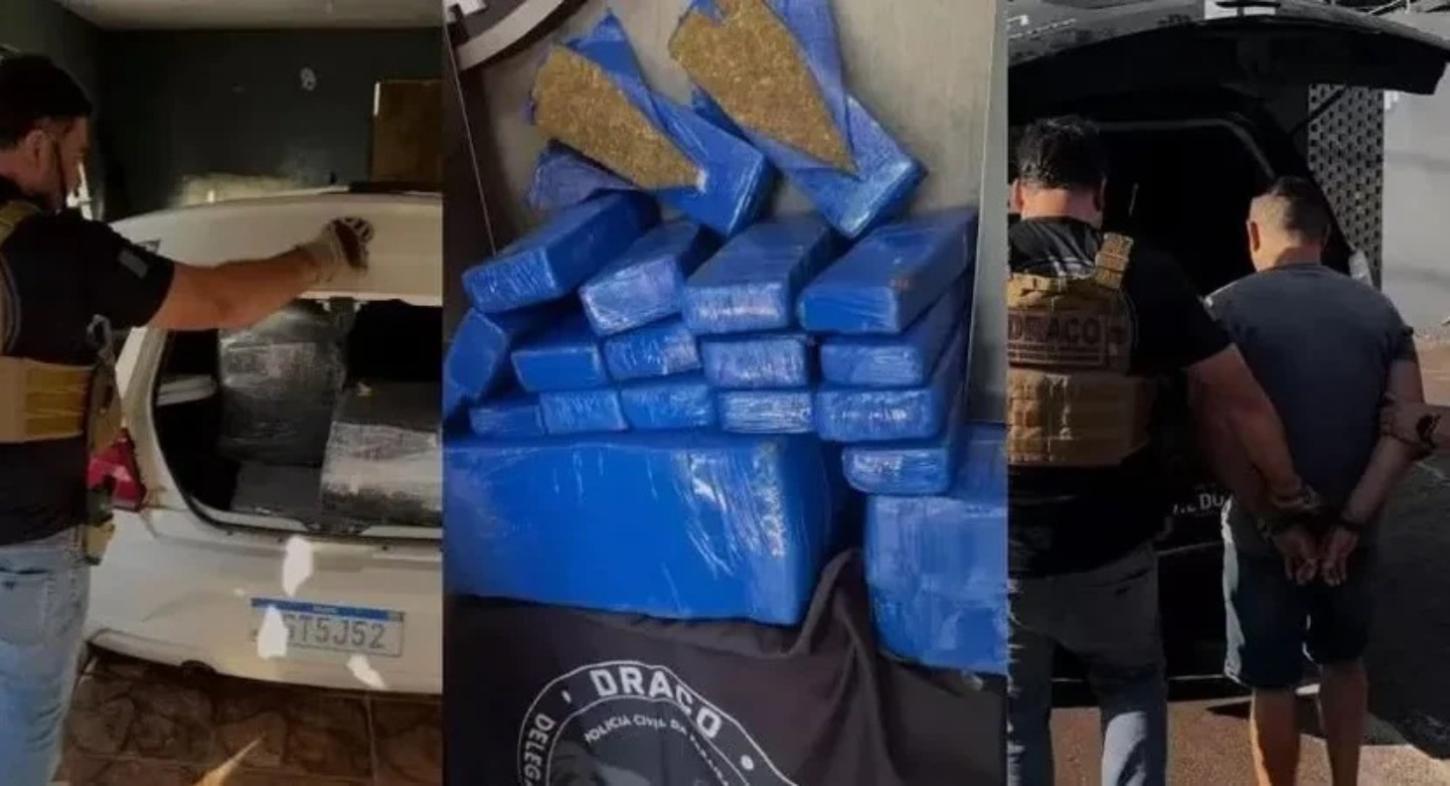 Carro de Prefeitura é apreendido em Foz do Iguaçu com drogas e armas