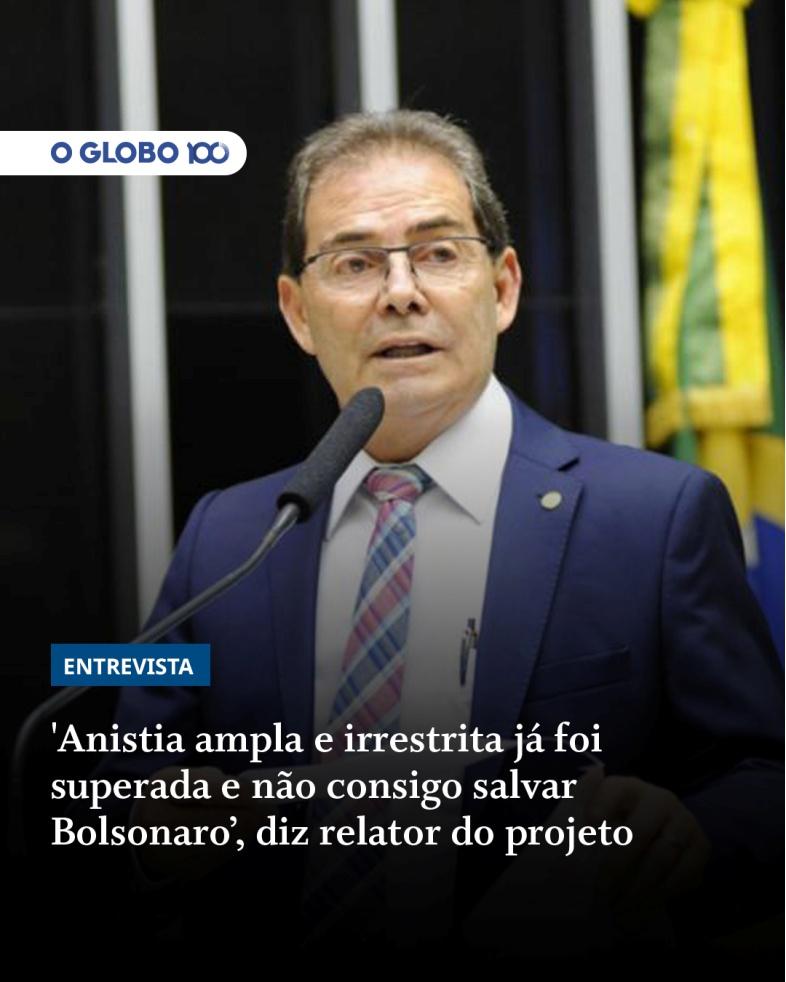 Relator da anistia descarta perdão irrestrito e revela que não pode “salvar” Bolsonaro