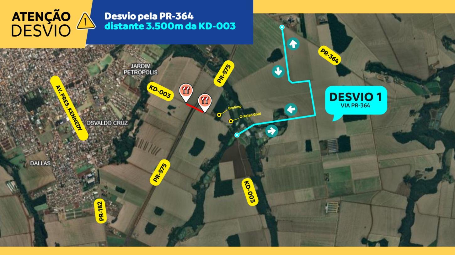 Obras do contorno viário de Palotina provocam nova alteração no trânsito