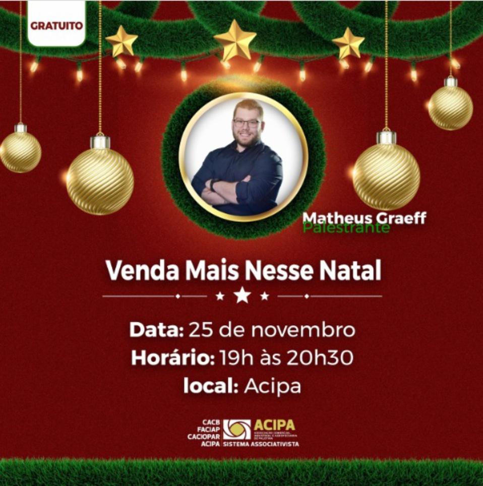 ACIPA anuncia últimas vagas para palestra “Venda Mais neste Natal”