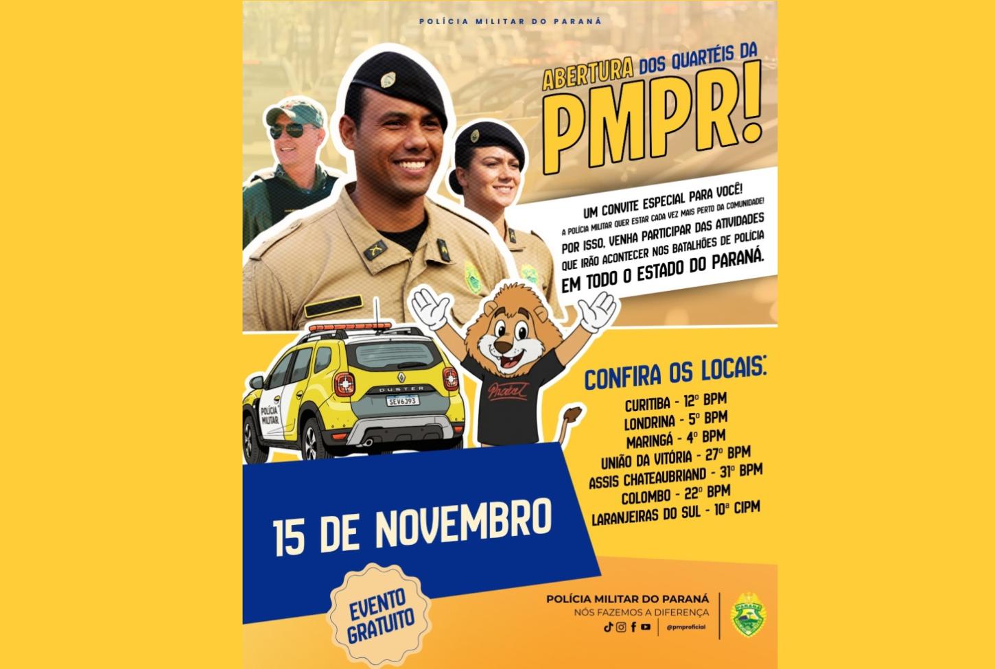 PM promove “Abertura dos Quartéis à Comunidade” no dia 15 de novembro
