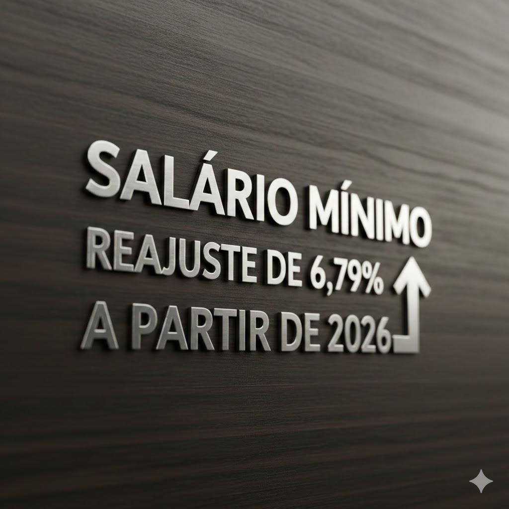 Salário mínimo terá reajuste de 6,79% a partir de 2026