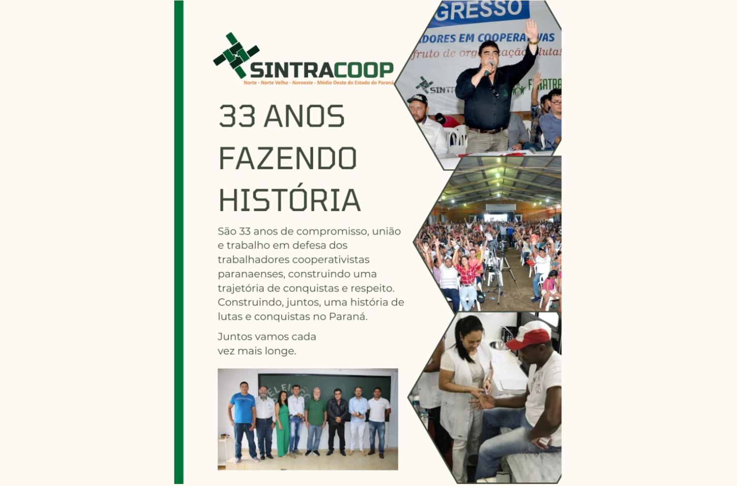 Sintracoop completa 33 anos de lutas e conquistas no Paraná