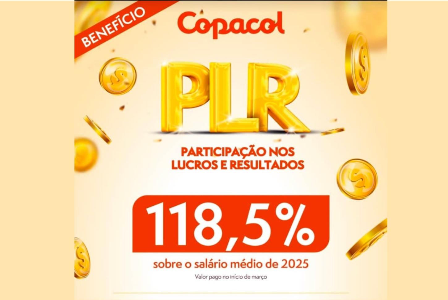 Copacol anuncia pagamento de PLR de 118,5% aos trabalhadores