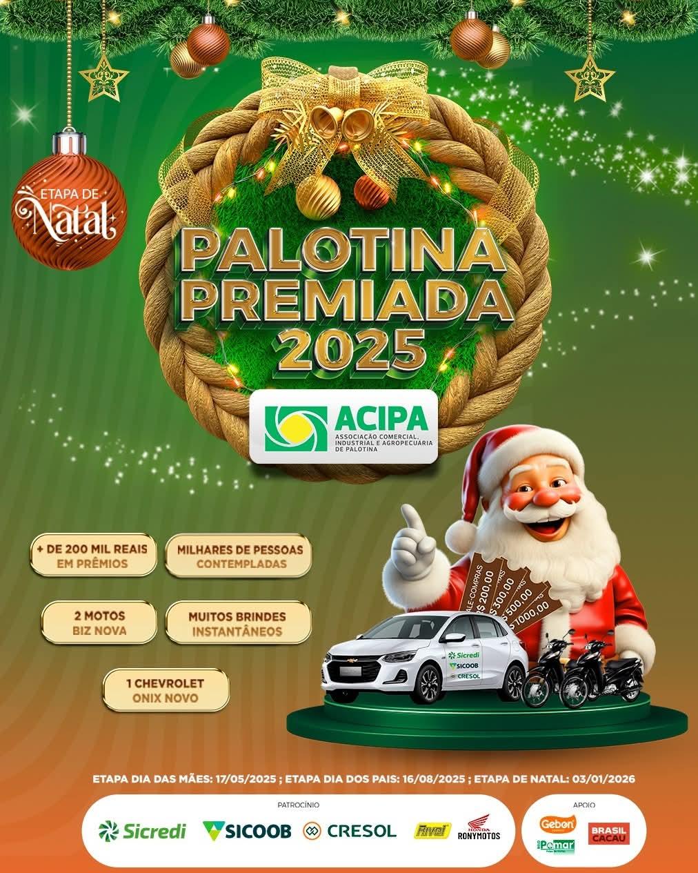 Palotina Premiada: ACIPA entrega prêmios nesta quinta-feira (8)