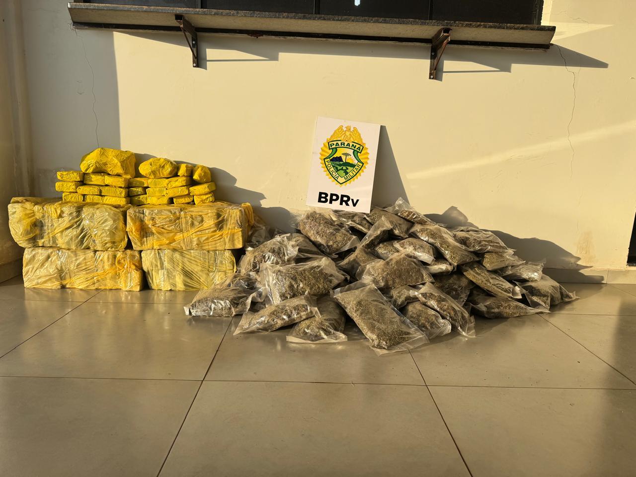 Polícia Rodoviária apreende quase 100 kg de drogas em Iporã