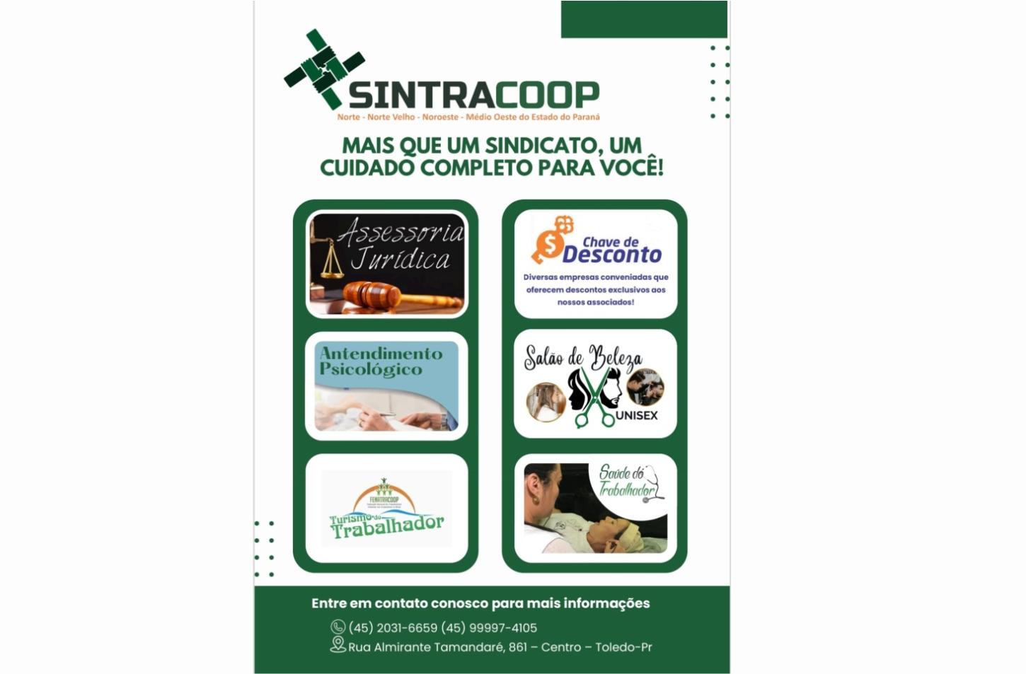 Sintracoop de Toledo divulga benefícios oferecidos aos trabalhadores sindicalizados