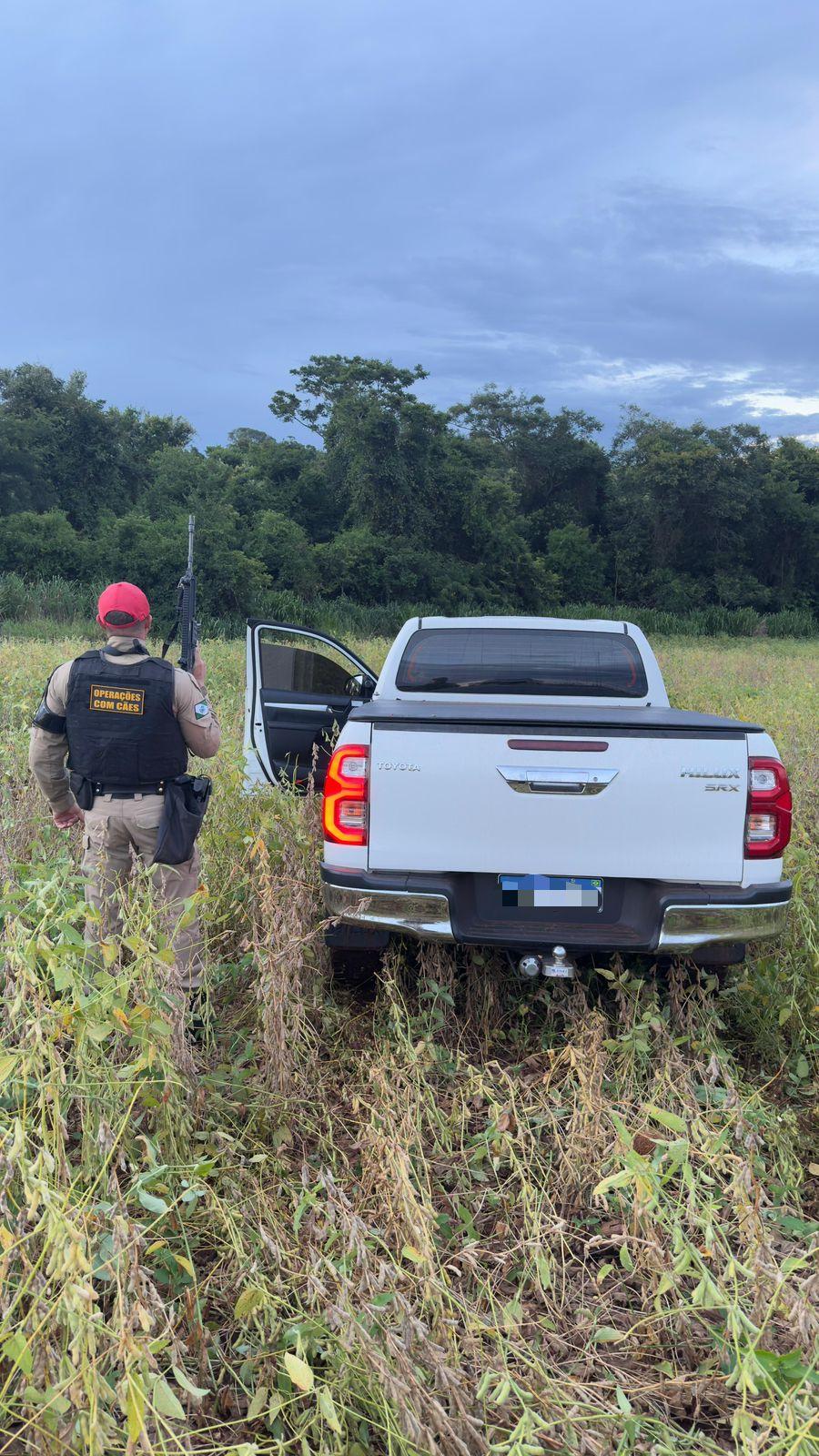 PM Rodoviária recupera Hilux furtada após perseguição na PR-364, em Palotina