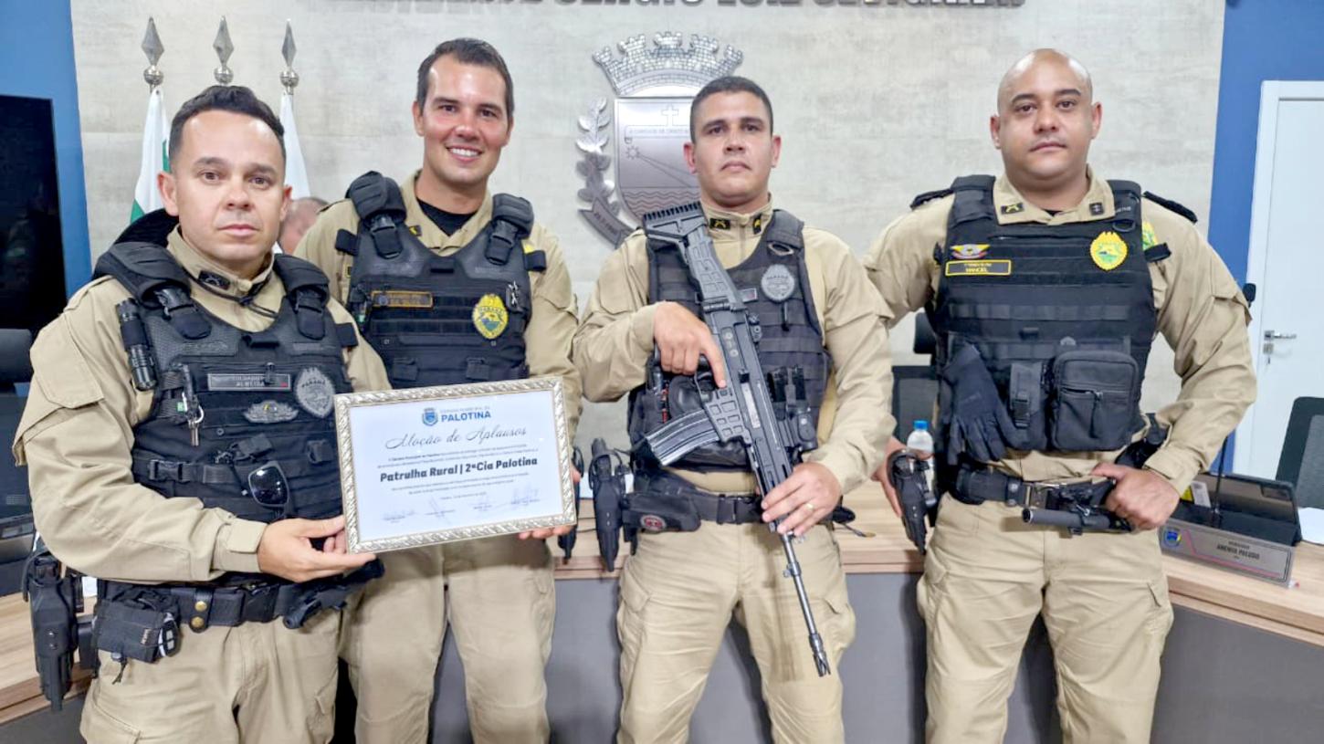 Patrulha Rural da Polícia Militar recebe homenagem da Câmara de Vereadores de Palotina