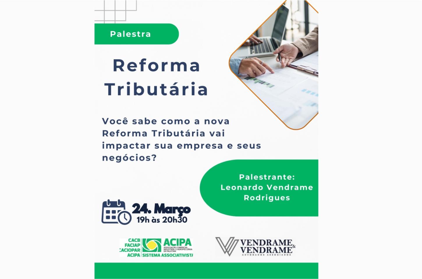 Acipa convida empresários para palestra sobre reforma tributária