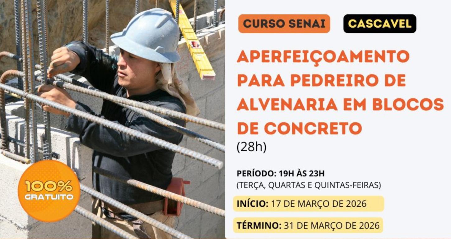 Curso gratuito aperfeiçoa pedreiros de alvenaria