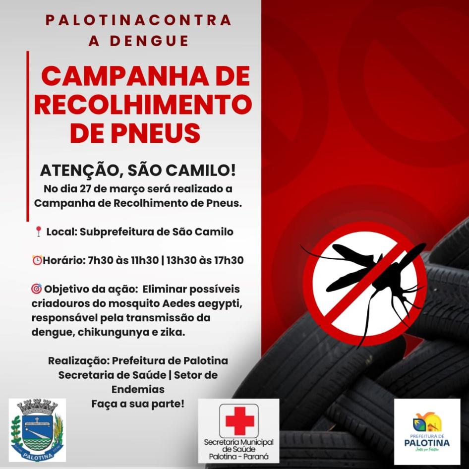 Campanha de recolhimento de pneus será realizada em São Camilo na sexta-feira (27), com ponto de coleta na subprefeitura e foco na prevenção da dengue