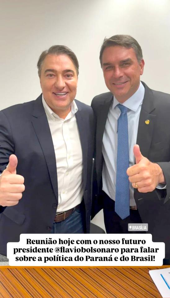 Giacobo em encontro com Flávio Bolsonaro