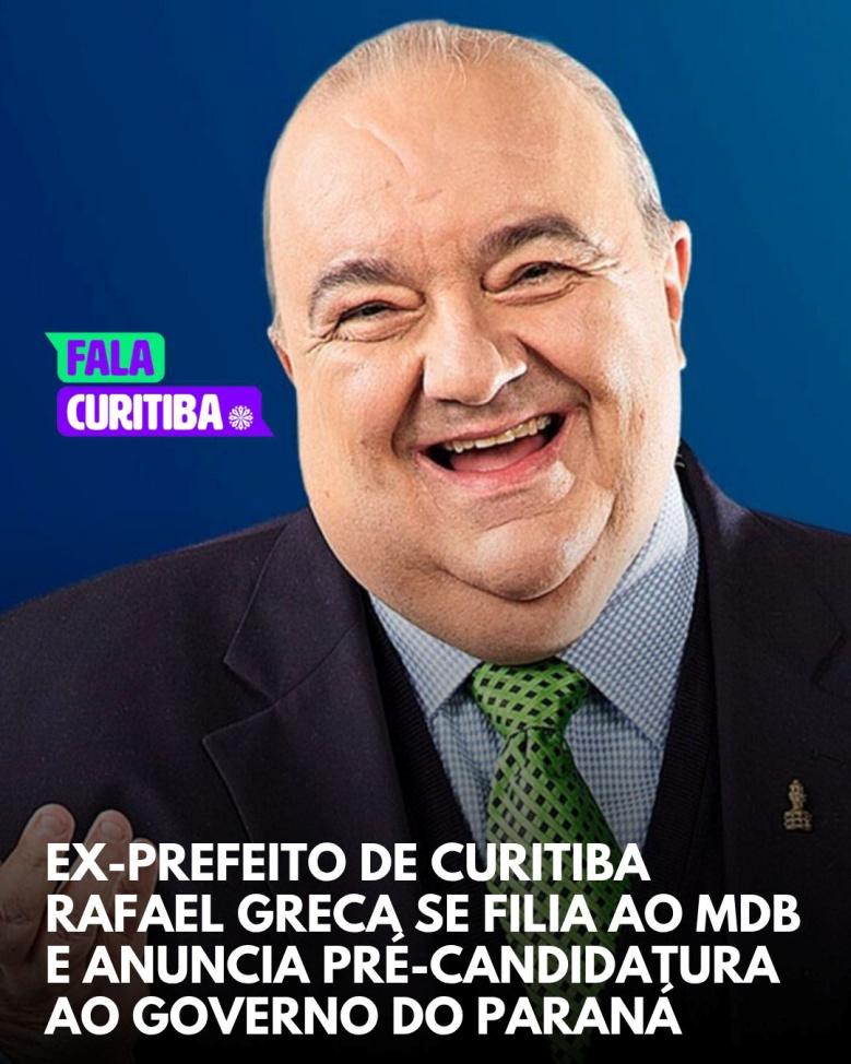 Rafael Greca anunciou sua pré-candidatura ao Governo do Paraná nesta segunda-feira (23)