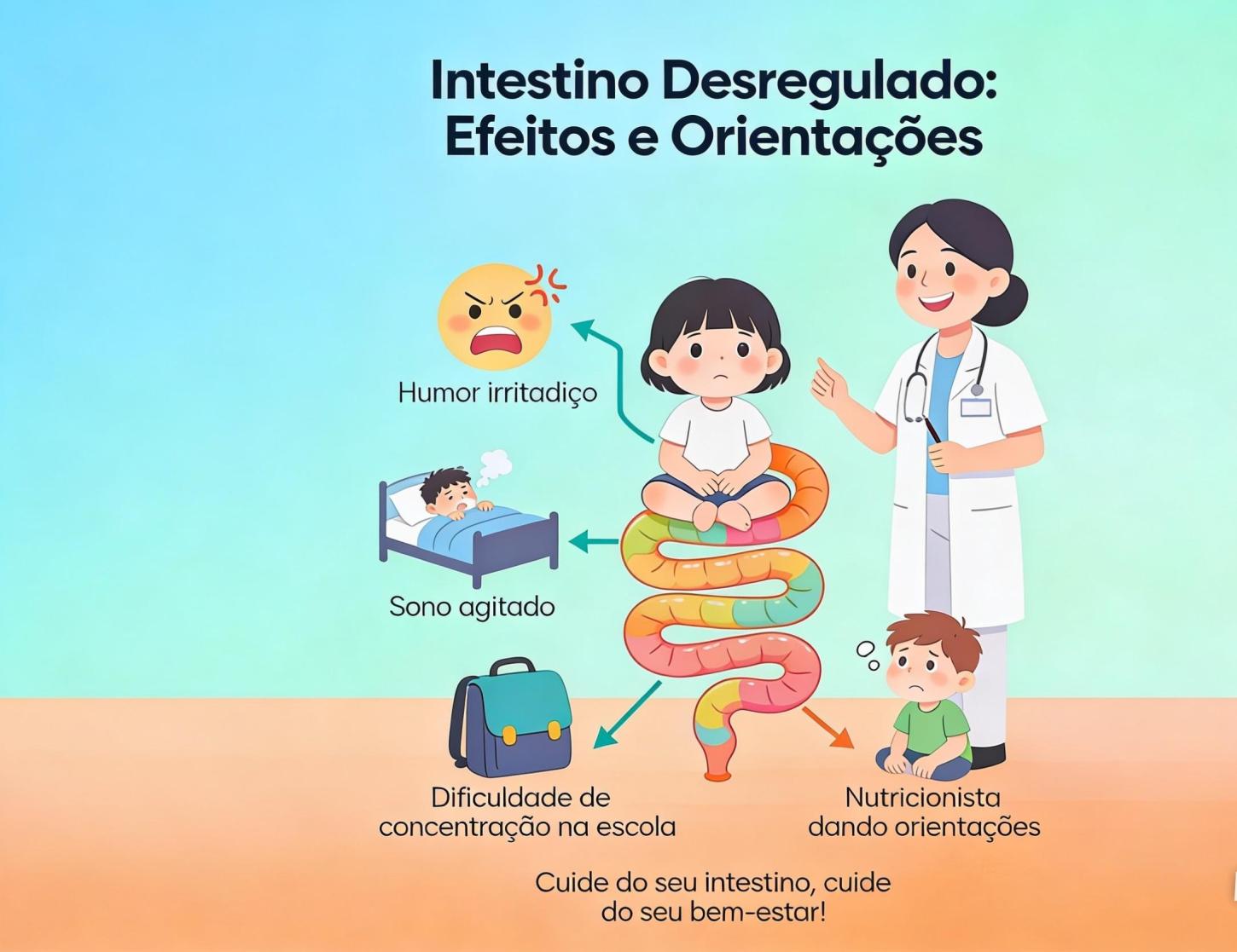 Intestino desregulado pode afetar humor, sono e atenção das crianças, alerta nutricionista