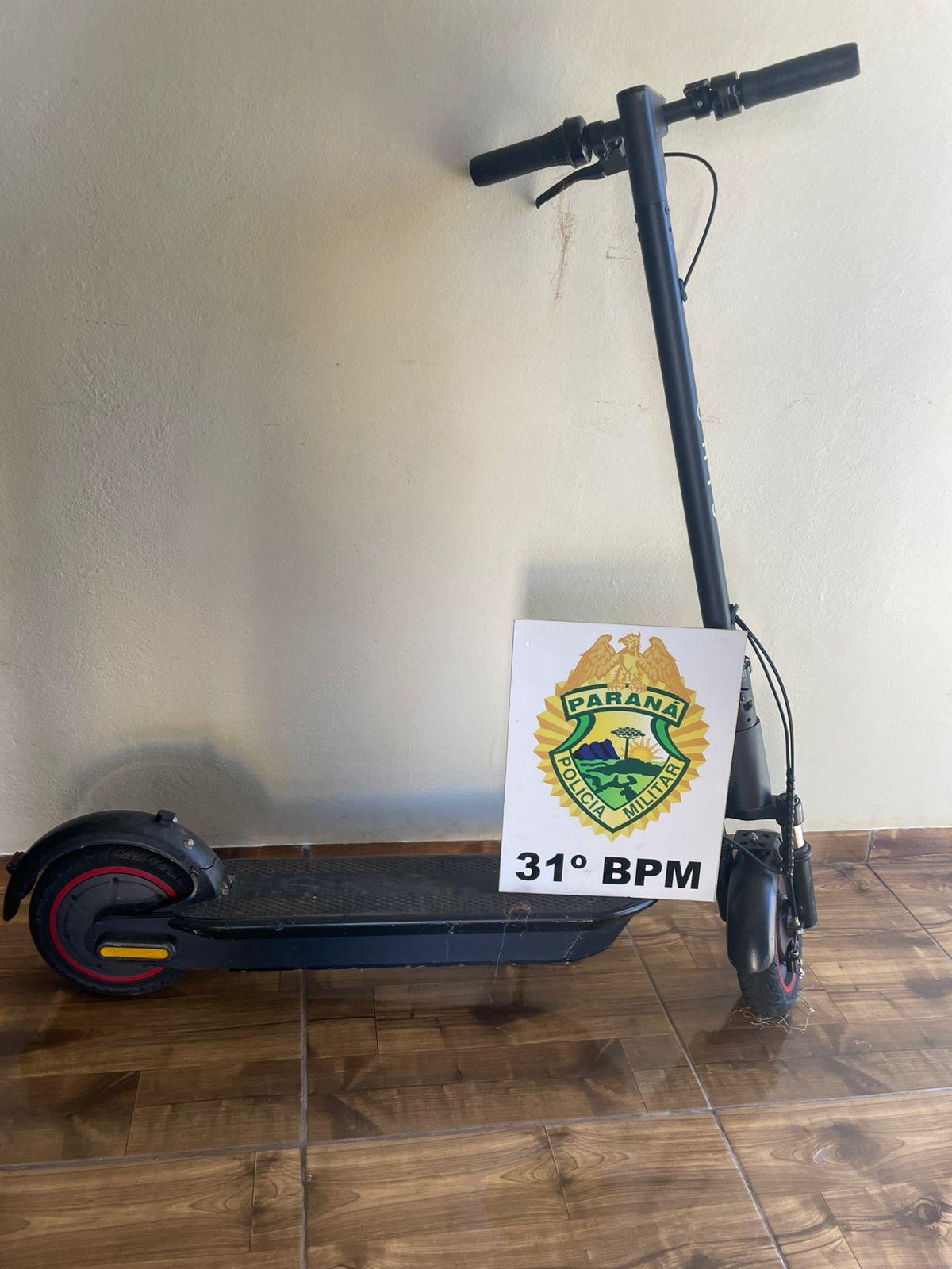 Patinete furtado em estabelecimento comercial de Terra Roxa foi recuperado pela Polícia Militar