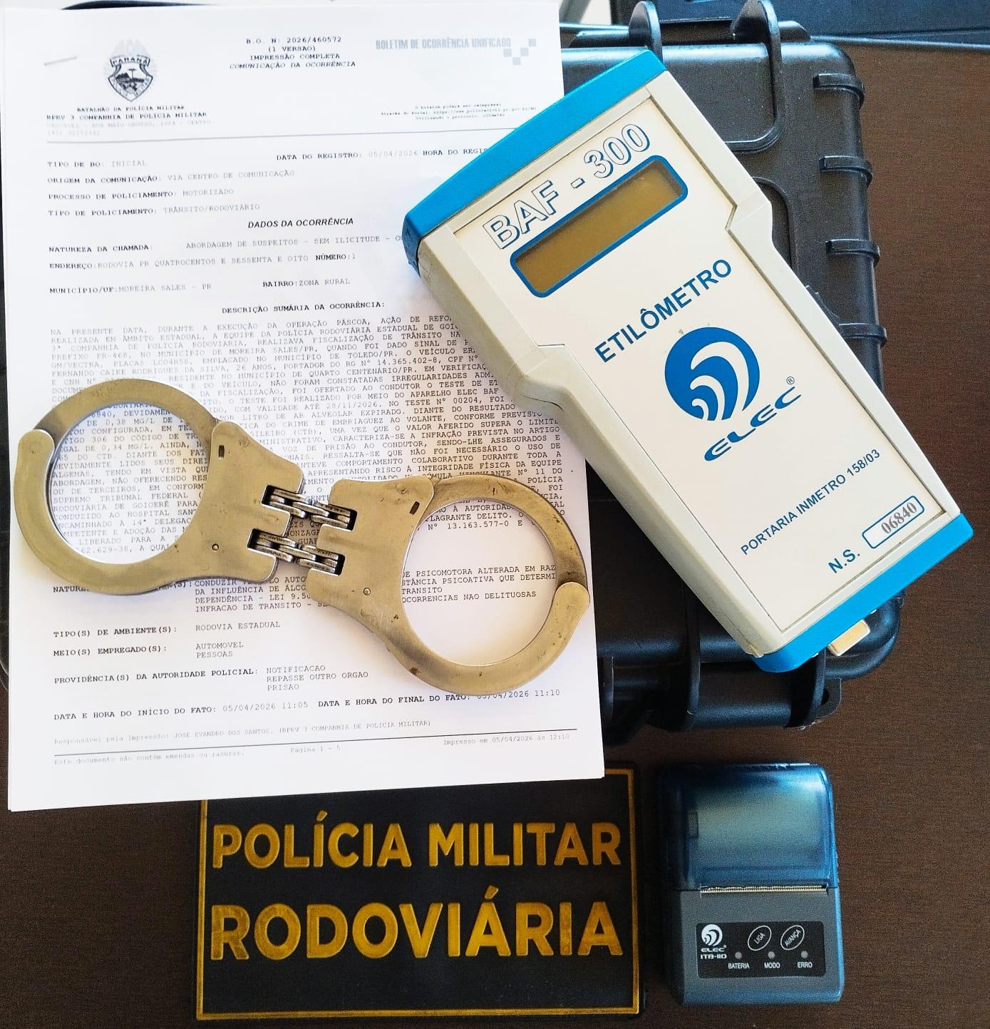 Motorista foi preso por dirigir sob efeito de bebida álcoolica
