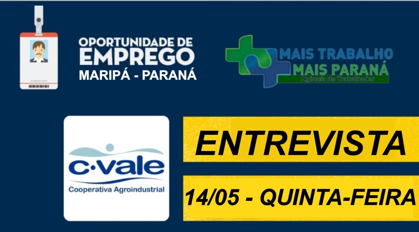 Agência do Trabalhador de Maripá anuncia entrevistas com vagas na C.Vale