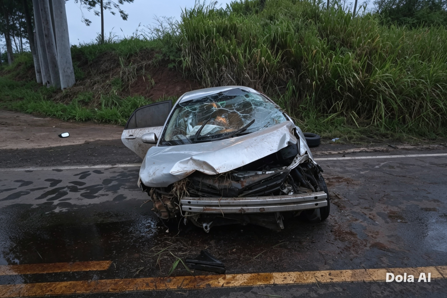 Motorista embriagado capota Corolla após dormir ao volante na PR-468