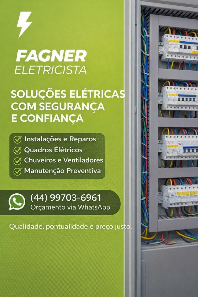 Manutenção elétrica preventiva realizada por Fagner Vizentini ajuda a garantir segurança, eficiência e tranquilidade para moradores e empresas de Palotina