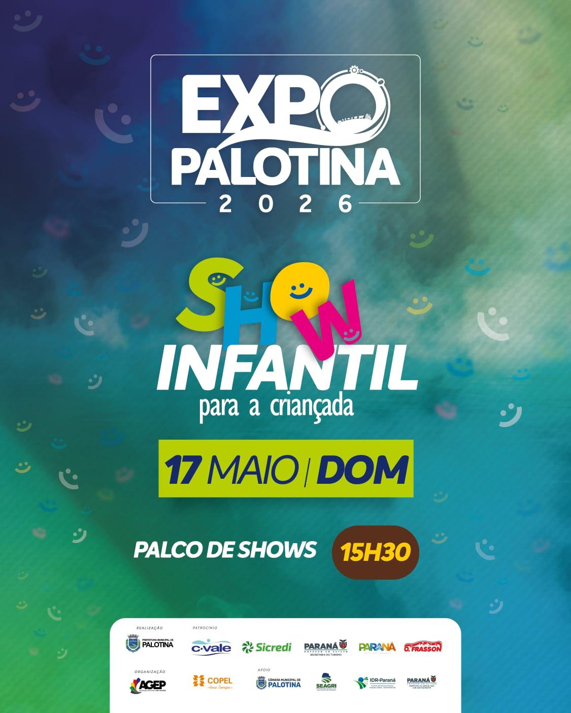 🎡 Domingo de diversão para toda a família na Expo Palotina 2026! Show infantil e a grande final do rodeio prometem fechar a festa com muita emoção e alegria. 💙✨