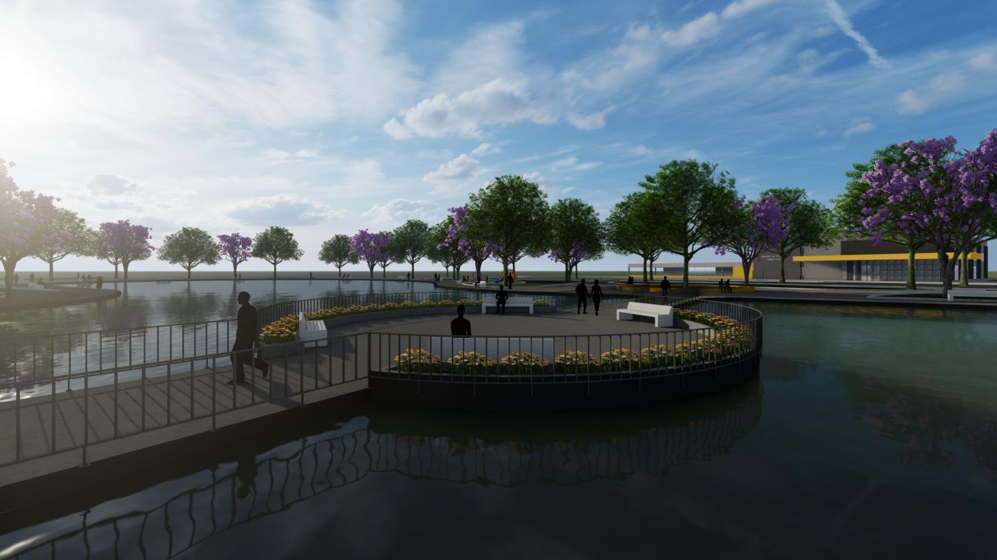 Imagem em 3D do projeto do Lago Municipal de Terra Roxa