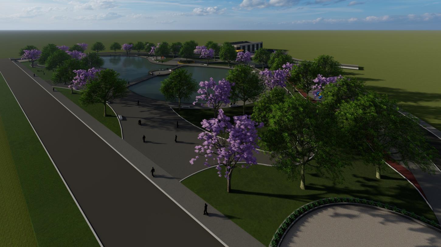 Imagem em 3D do projeto do Lago Municipal de Terra Roxa