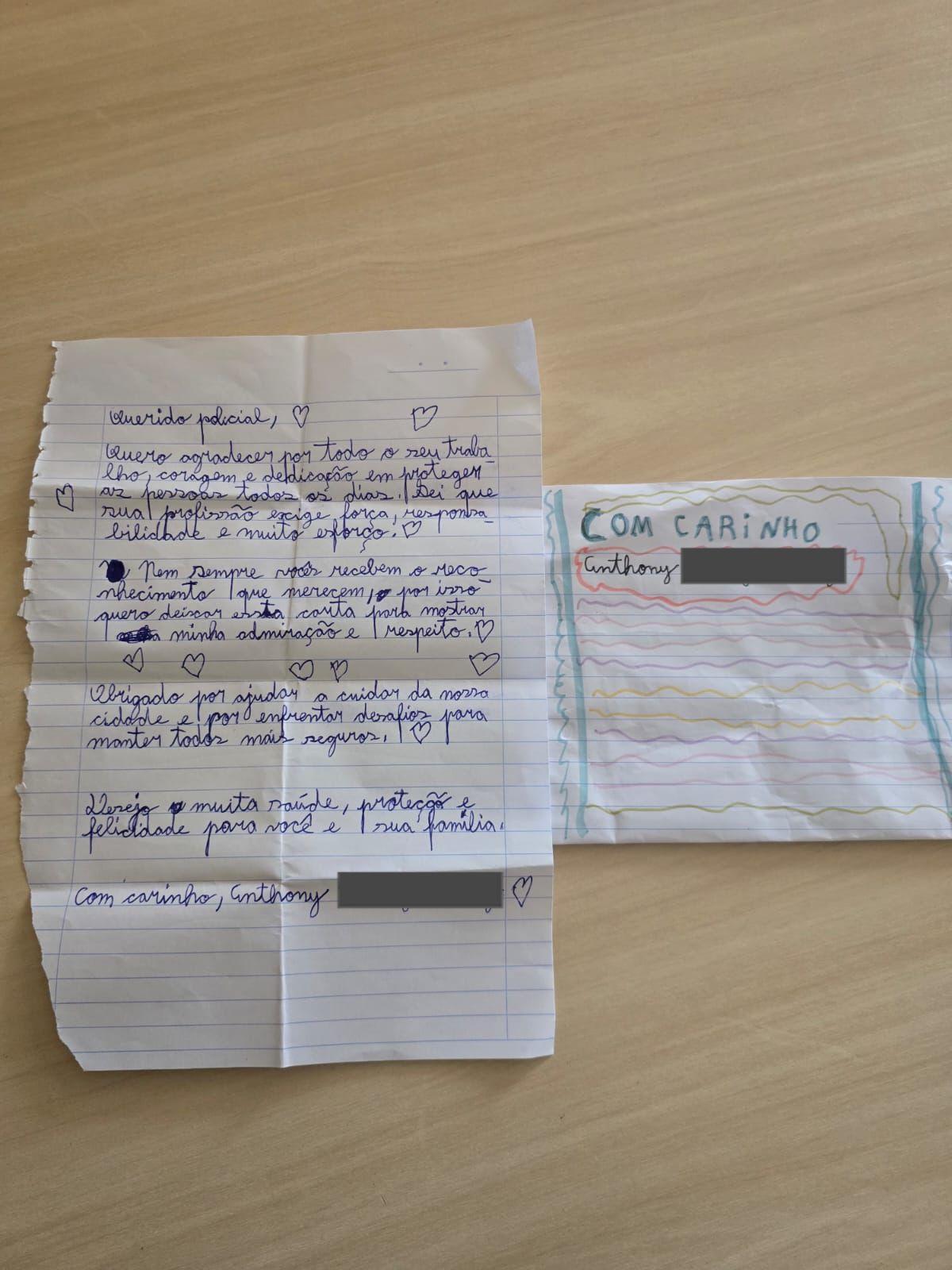✍️🚔 Escrita com carinho e admiração, a carta do pequeno Anthony emocionou os policiais do BPRv em Palotina