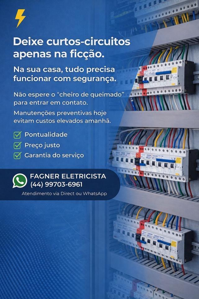 Fagner Vizentini atua em Palotina com serviços de instalação, revisão e manutenção elétrica, garantindo mais segurança para residências e empresas