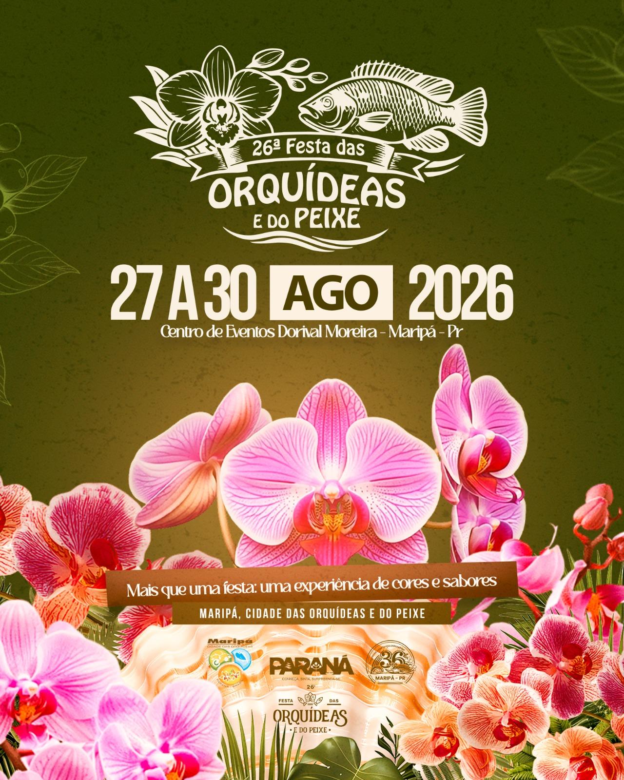 26ª edição da Festa das Orquídeas e do Peixe acontece de 27 e 30 de agosto no Centro de Eventos Dorival Moreira