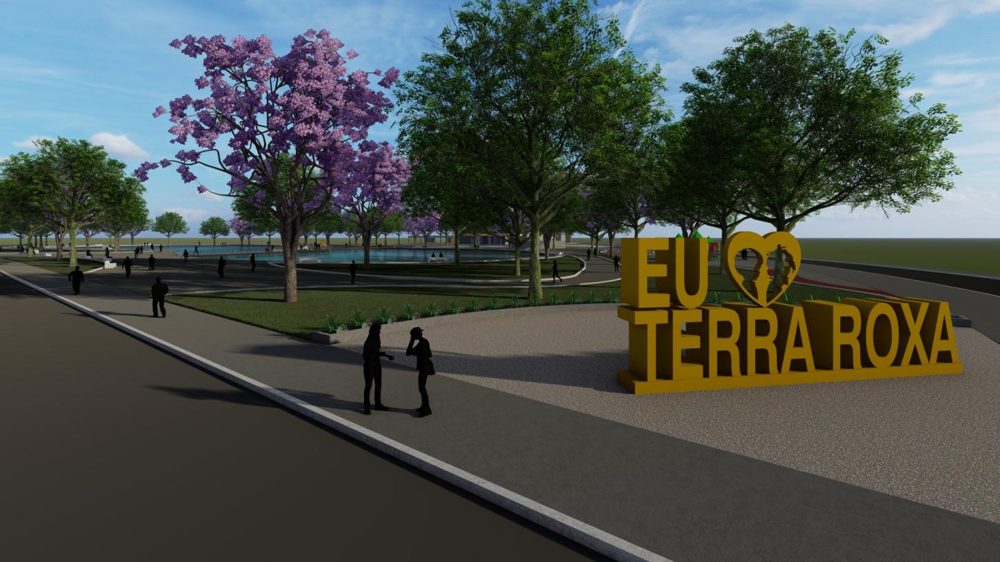 Imagem em 3D do projeto do Lago Municipal de Terra Roxa