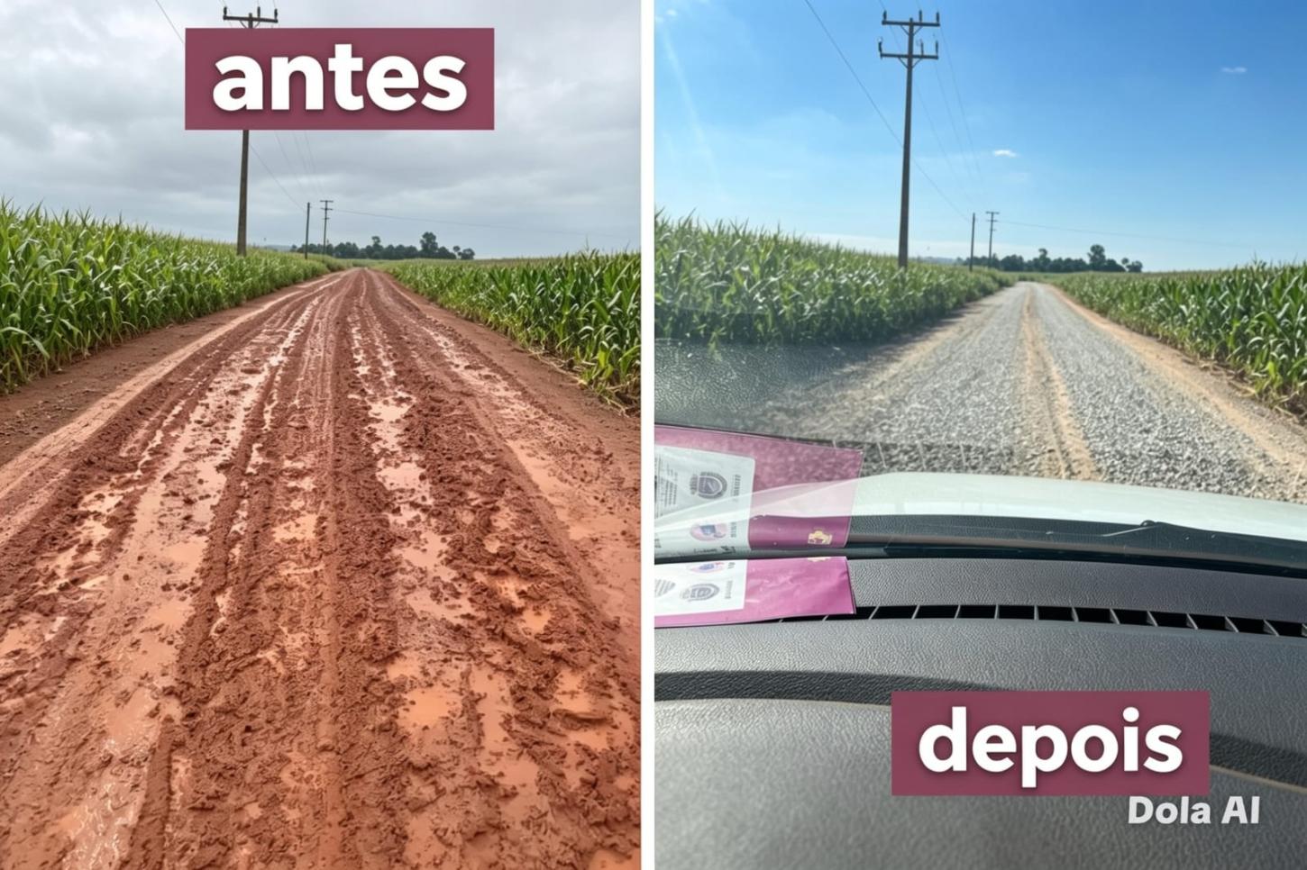 Antes e depois: Prefeitura de Palotina realiza melhorias emergenciais na KD 407 e KD 135, garantindo mais trafegabilidade na região de São Camilo