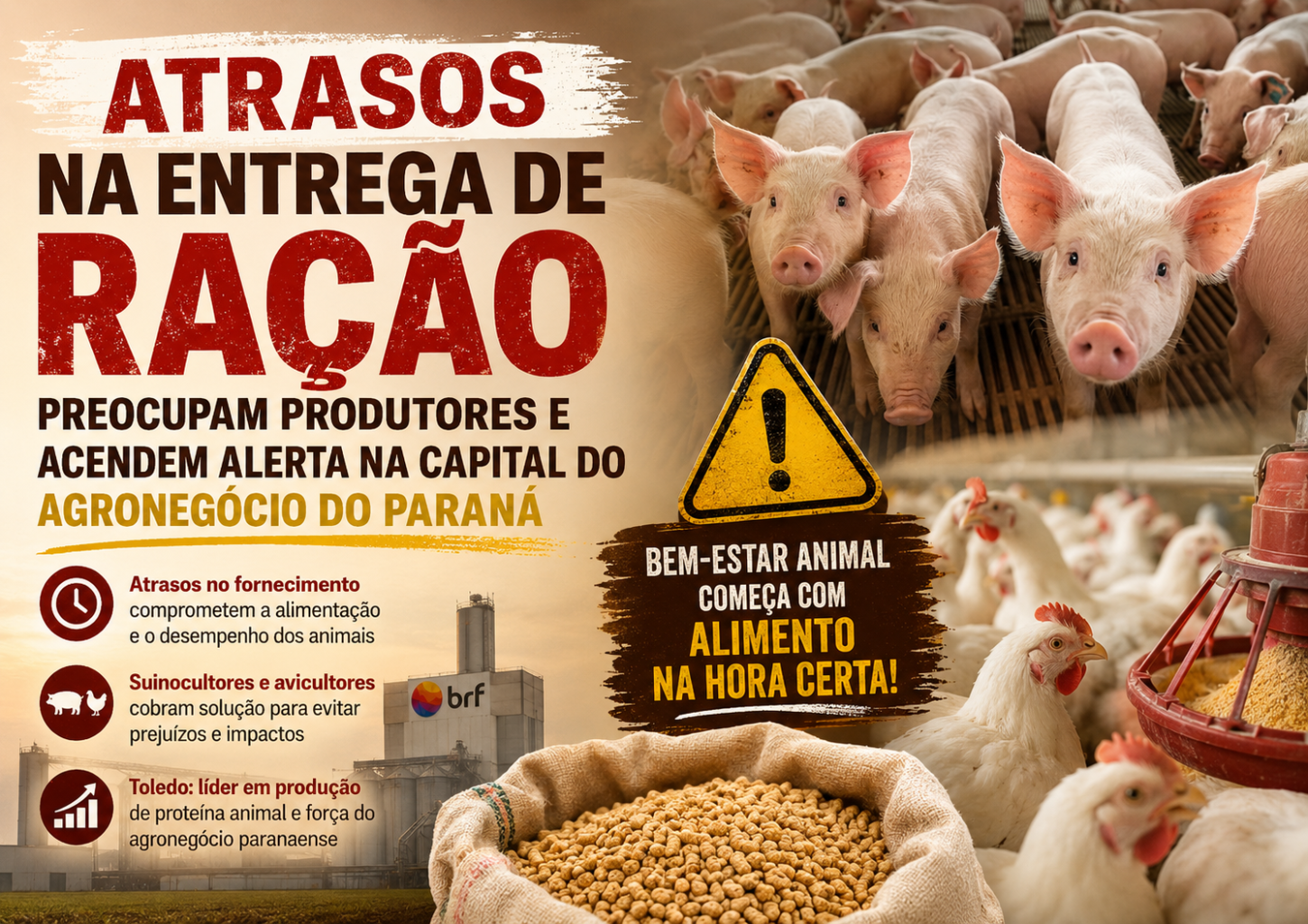 Atrasos na entrega de ração preocupam produtores e acendem alerta na Capital do Agronegócio do Paraná
