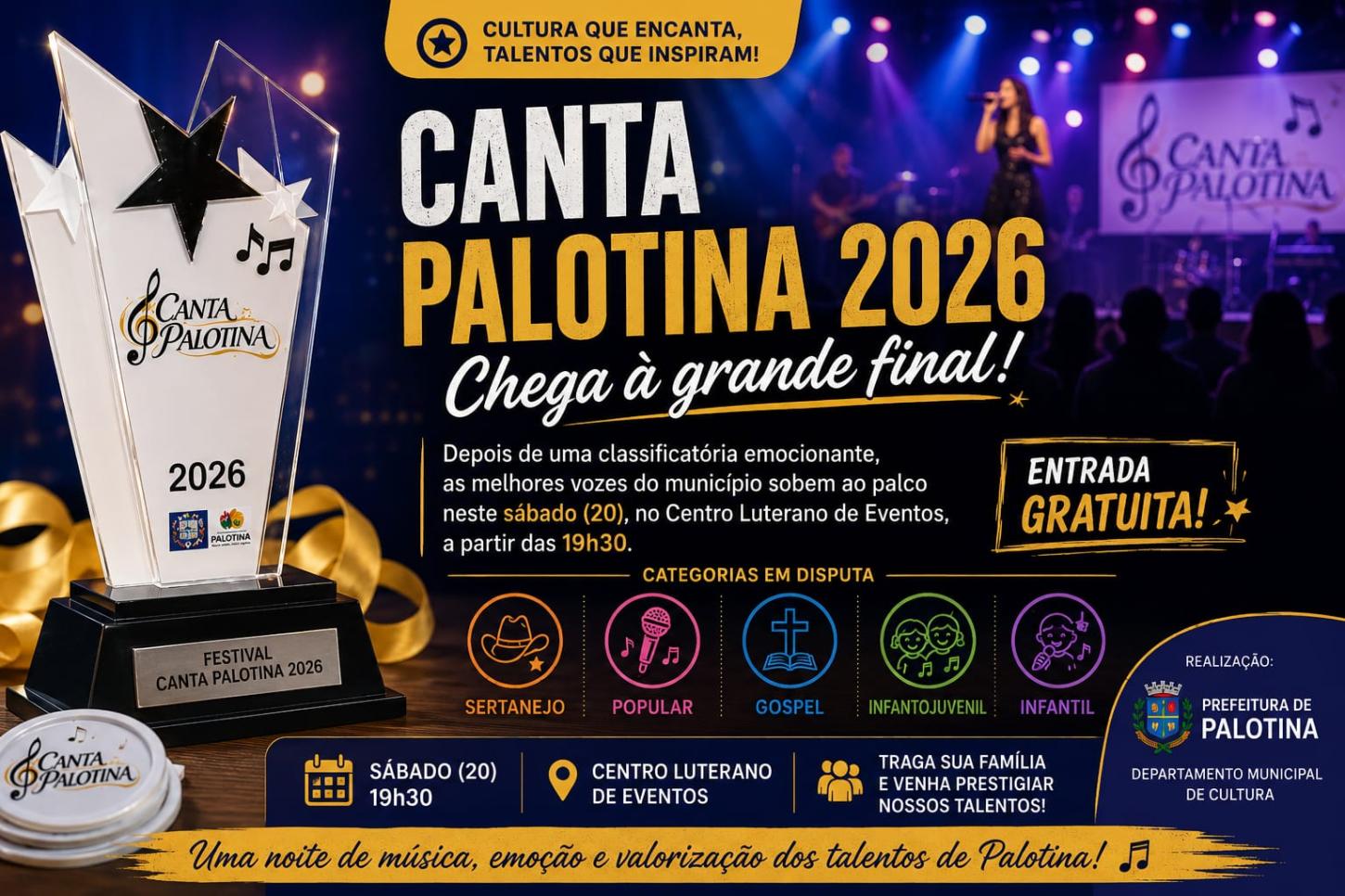 Canta Palotina 2026 chega à grande final e promete noite de emoção, talento e música no Centro Luterano