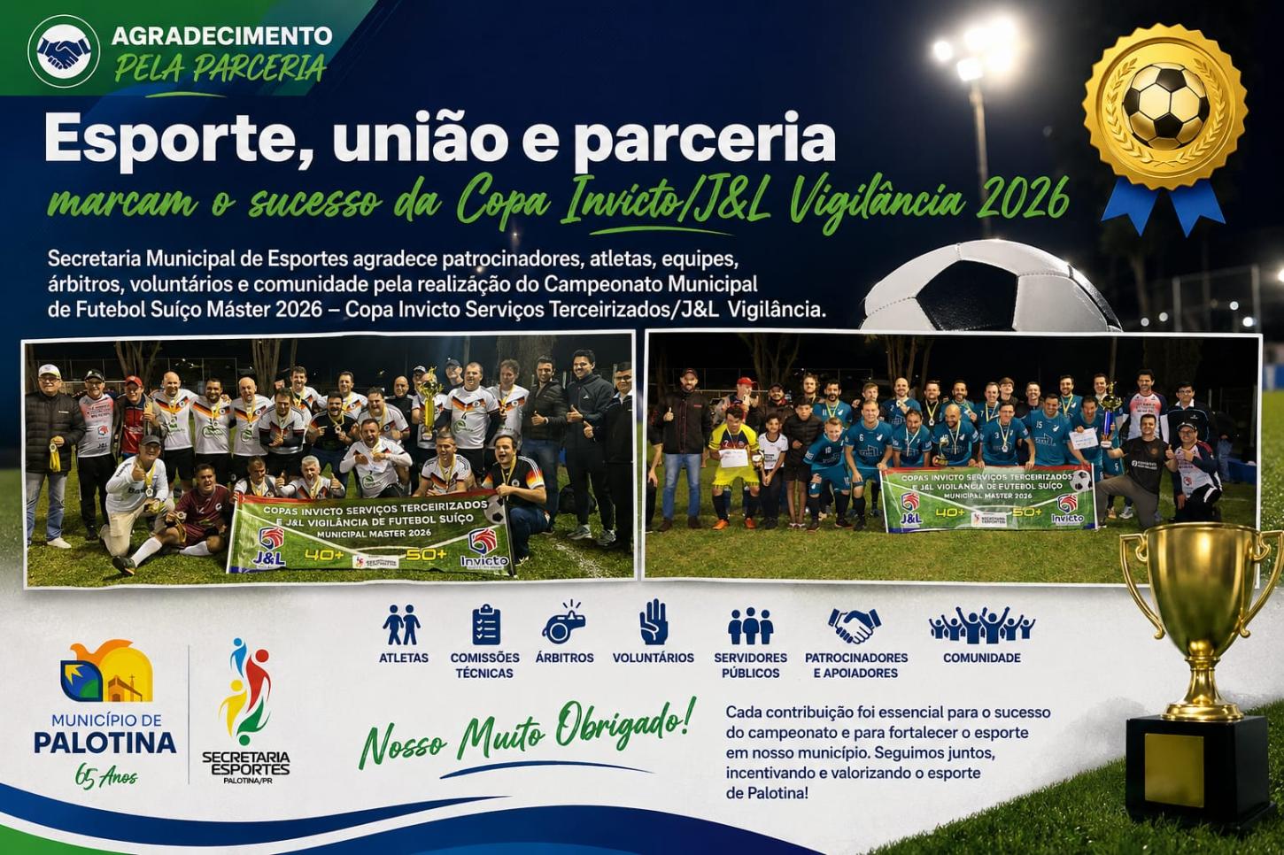 Esporte, união e parceria marcam o sucesso da Copa Invicto/J&L Vigilância 2026 em Palotina