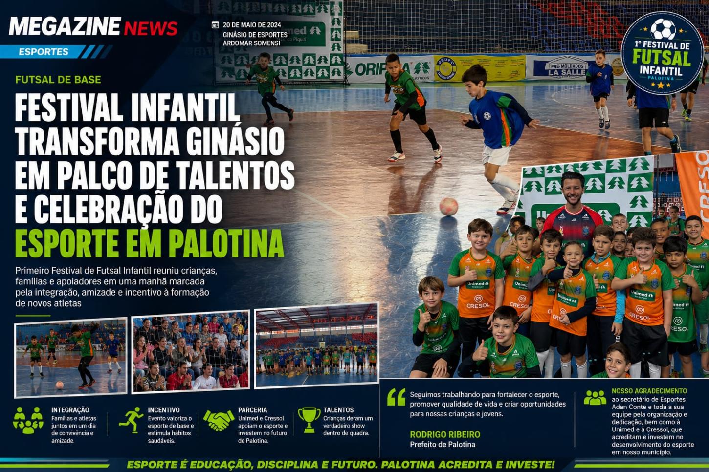Festival Infantil transforma ginásio em palco de talentos e celebração do esporte em Palotina