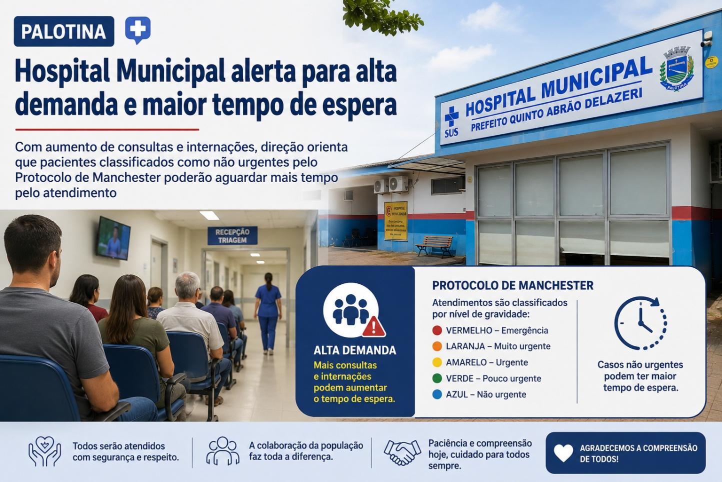 Hospital Municipal alerta para alta demanda e maior tempo de espera