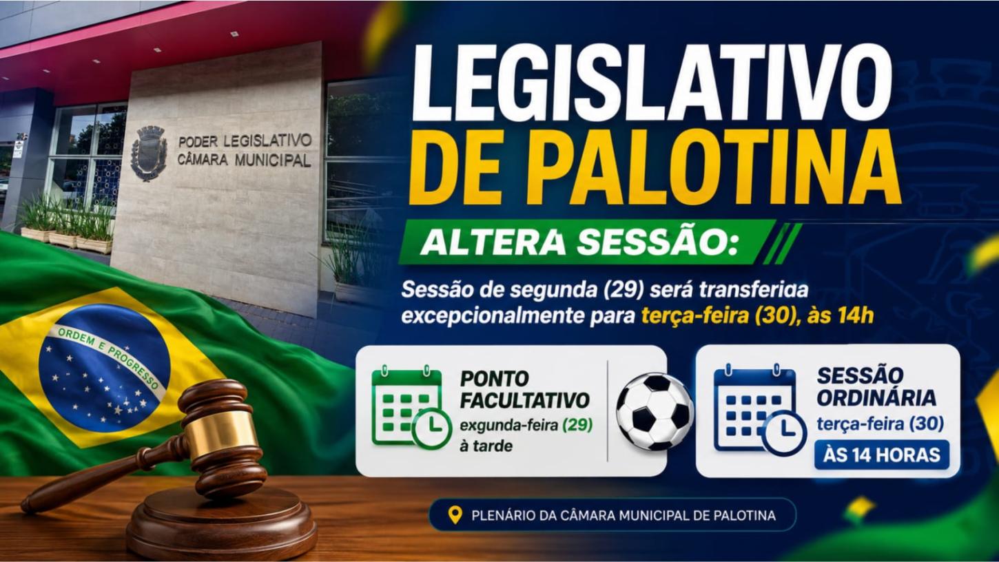 Legislativo de Palotina altera sessão de segunda para terça-feira