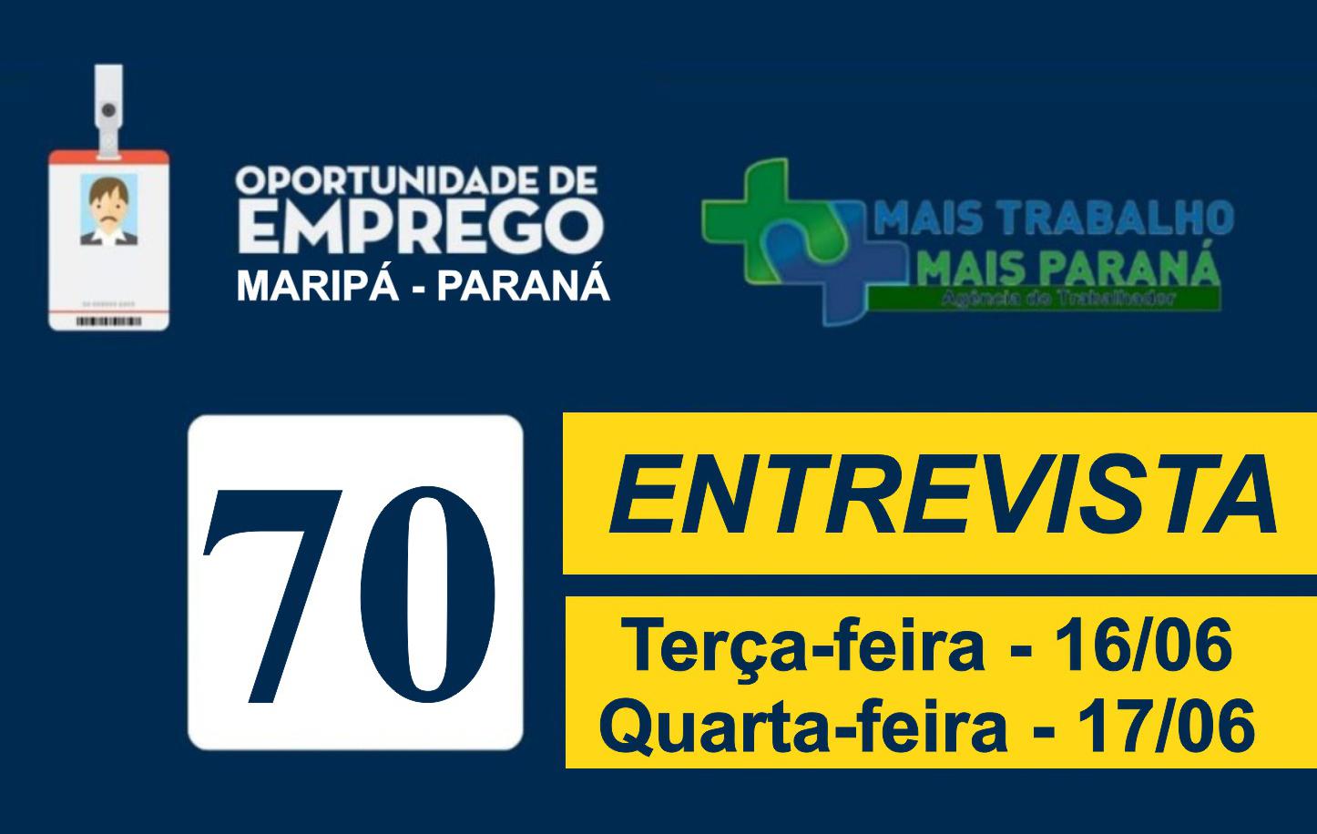 Maripá abre semana com 70 vagas e mutirão de entrevistas para supermercados e indústria