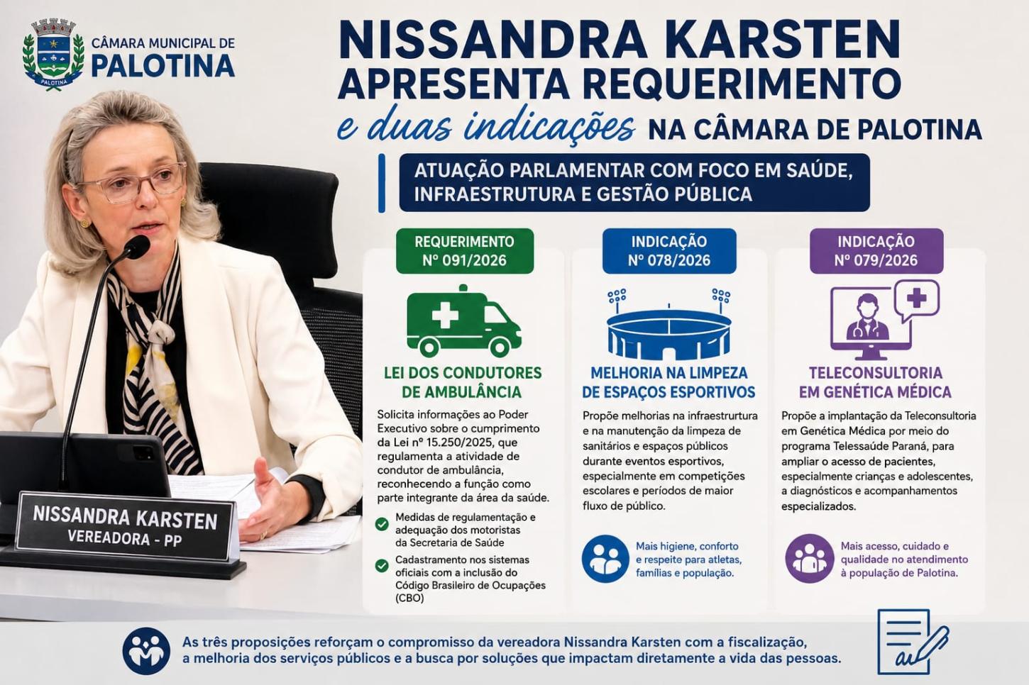 Nissandra Karsten apresenta requerimento e duas indicações na Câmara de Palotina