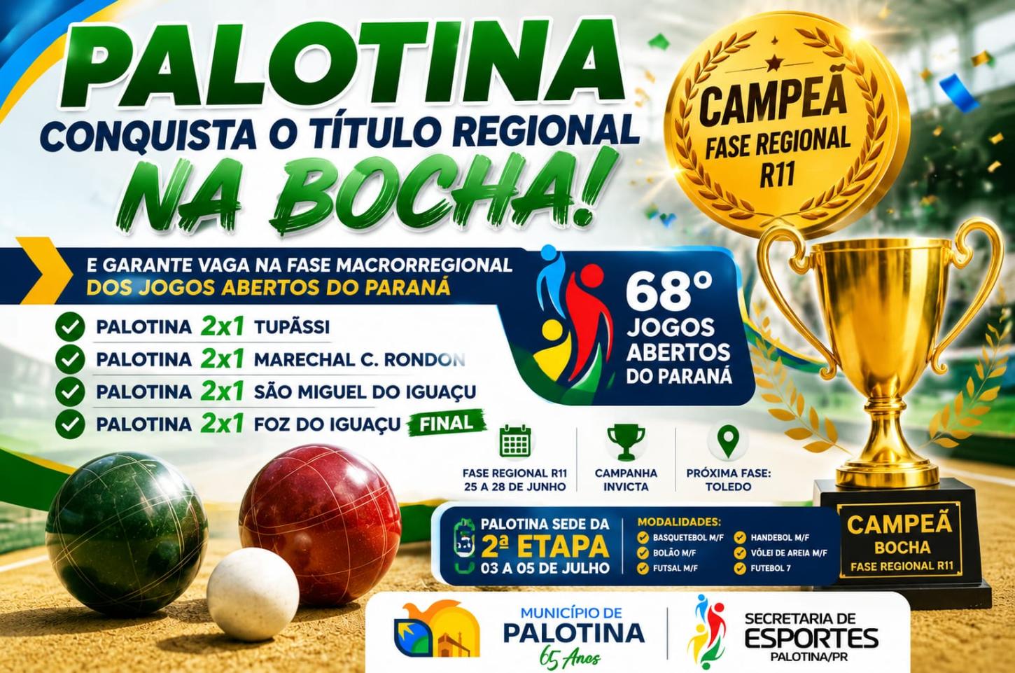 Palotina conquista o título regional na bocha e garante vaga na fase macrorregional dos Jogos Abertos do Paraná