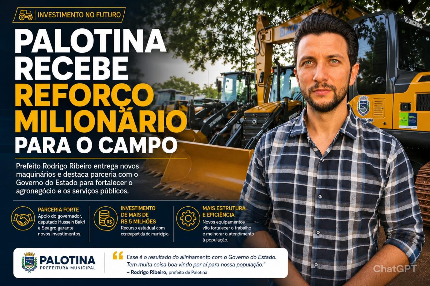 Palotina recebe novos maquinários e reforça investimentos de mais de R$ 5 milhões no campo