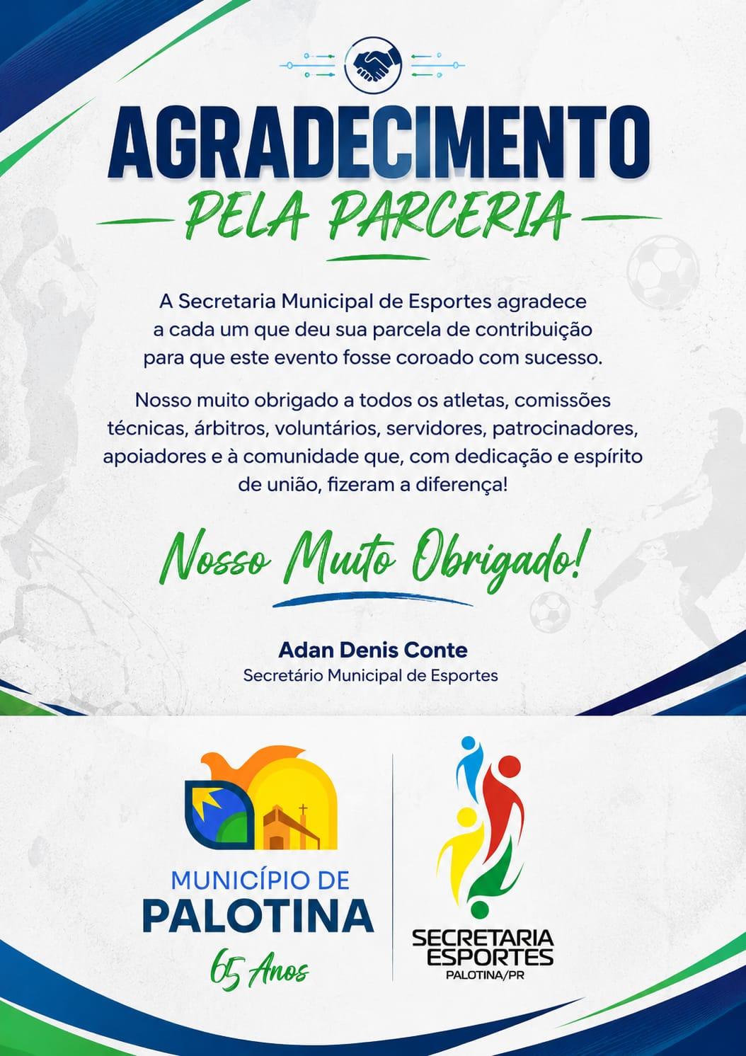 Publicação oficial da Secretaria Municipal de Esportes de Palotina