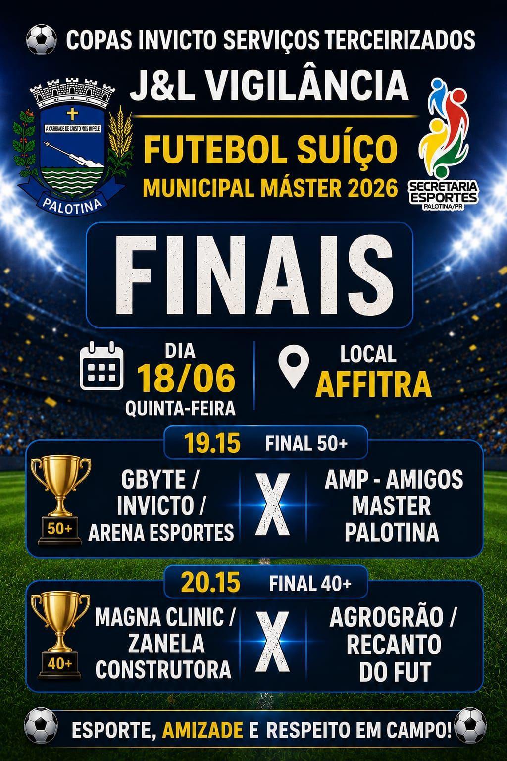 Quinta-feira é dia de decisão no Futebol Suíço Máster de Palotina! 📸⚽