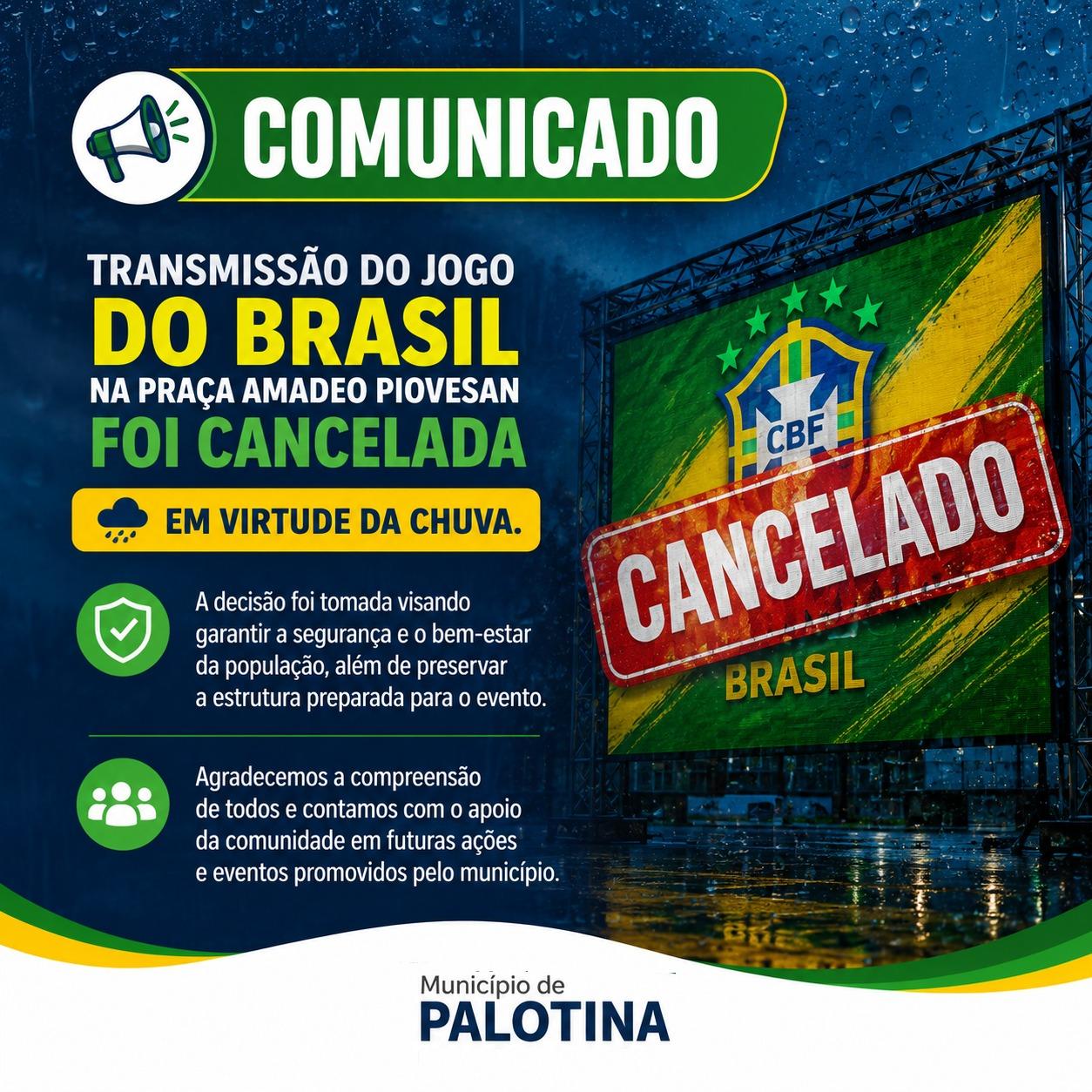 Transmissão do jogo foi cancelada