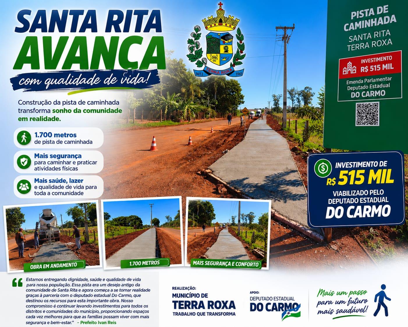 Pista de Caminhada está sendo construída com recursos de emenda parlamentar do deputado estadual Do Carmo