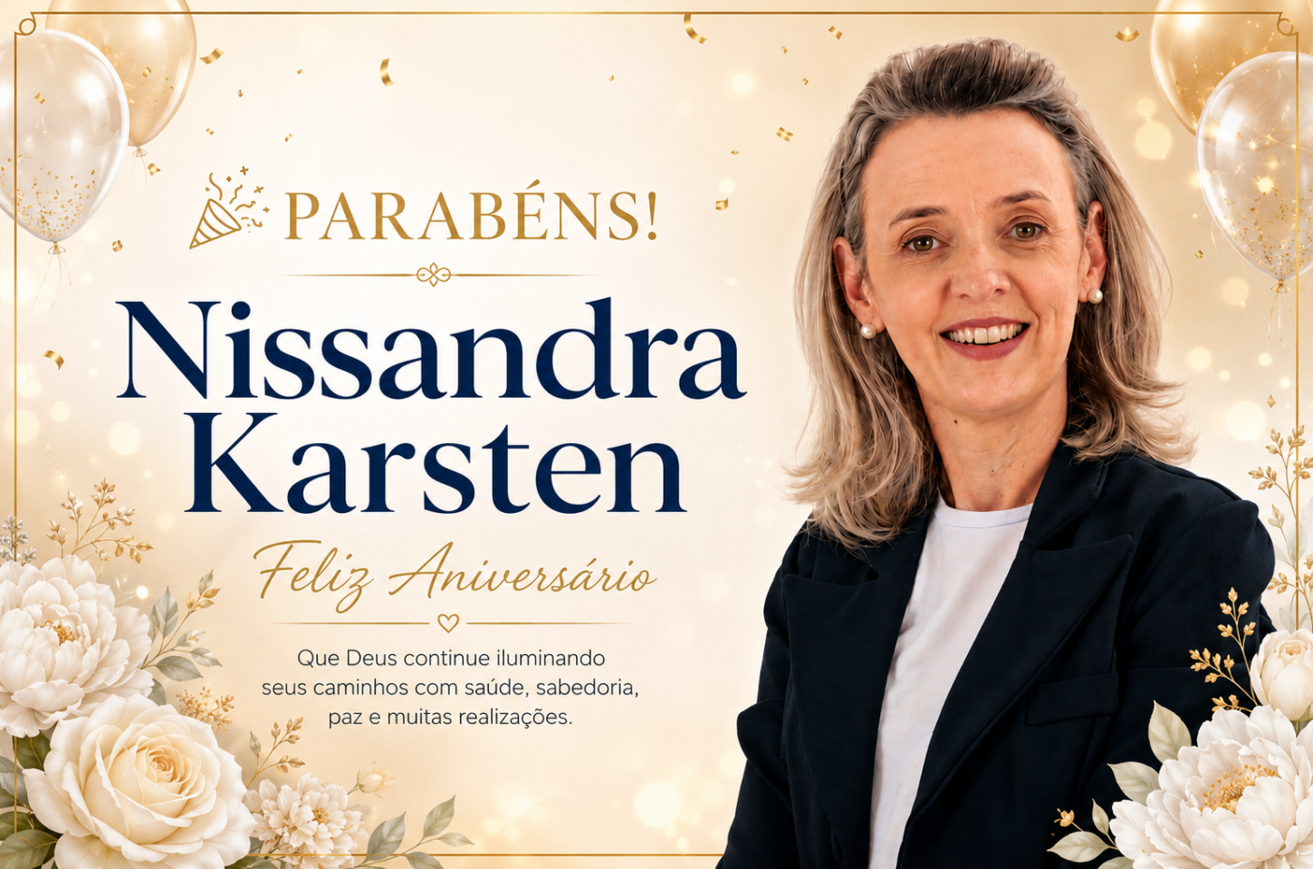 Parabéns Nissandra, felicidades e que Deus te abençoe sempre!